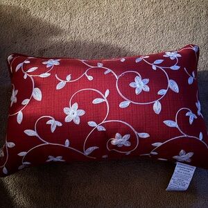 Gently Used Home Fashions Embroidered Red Floral Throw Pillow